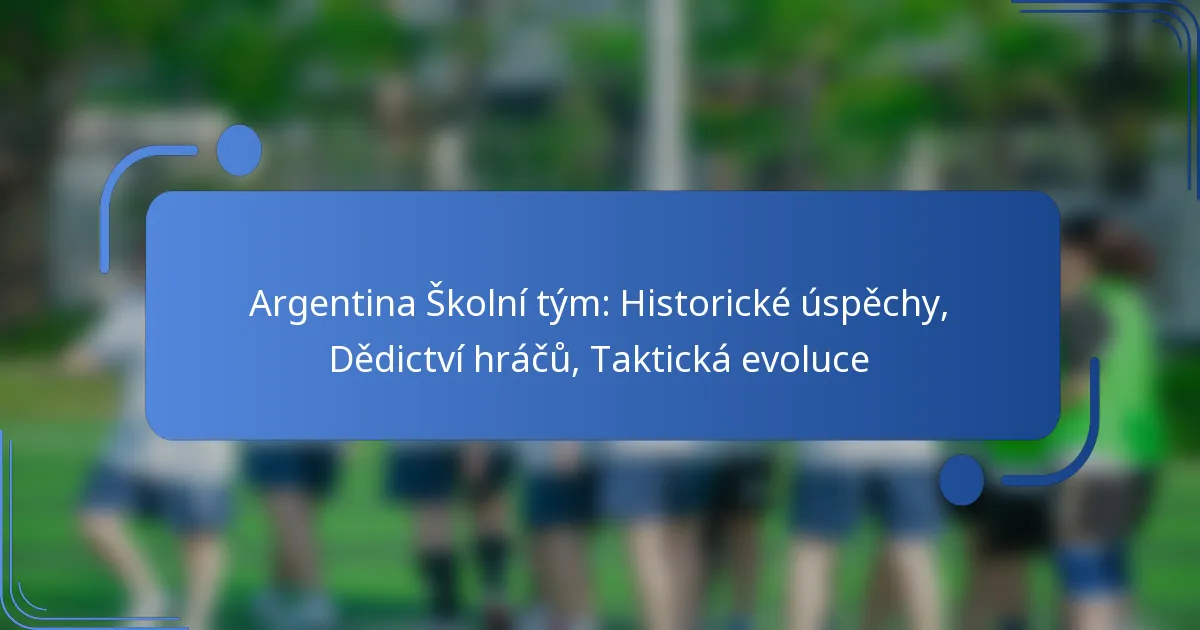 Argentina Školní tým: Historické úspěchy, Dědictví hráčů, Taktická evoluce