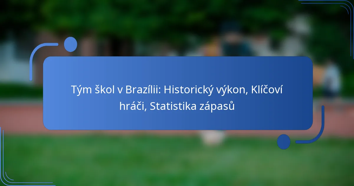 Tým škol v Brazílii: Historický výkon, Klíčoví hráči, Statistika zápasů