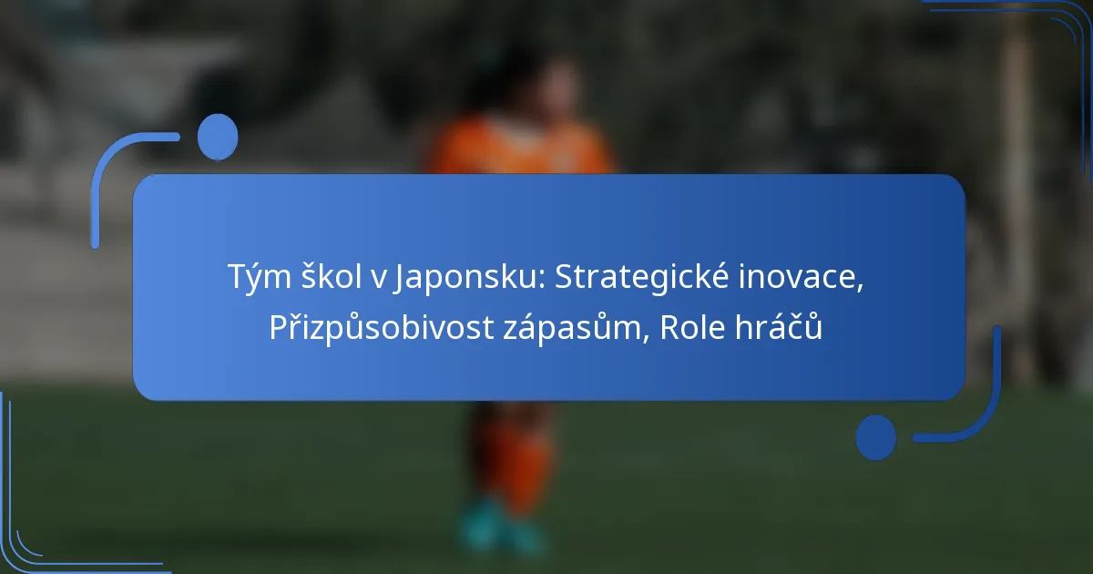 Tým škol v Japonsku: Strategické inovace, Přizpůsobivost zápasům, Role hráčů