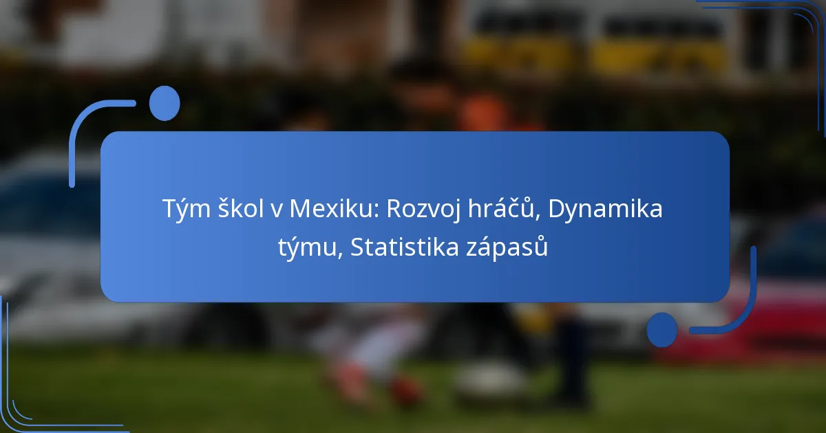 Tým škol v Mexiku: Rozvoj hráčů, Dynamika týmu, Statistika zápasů