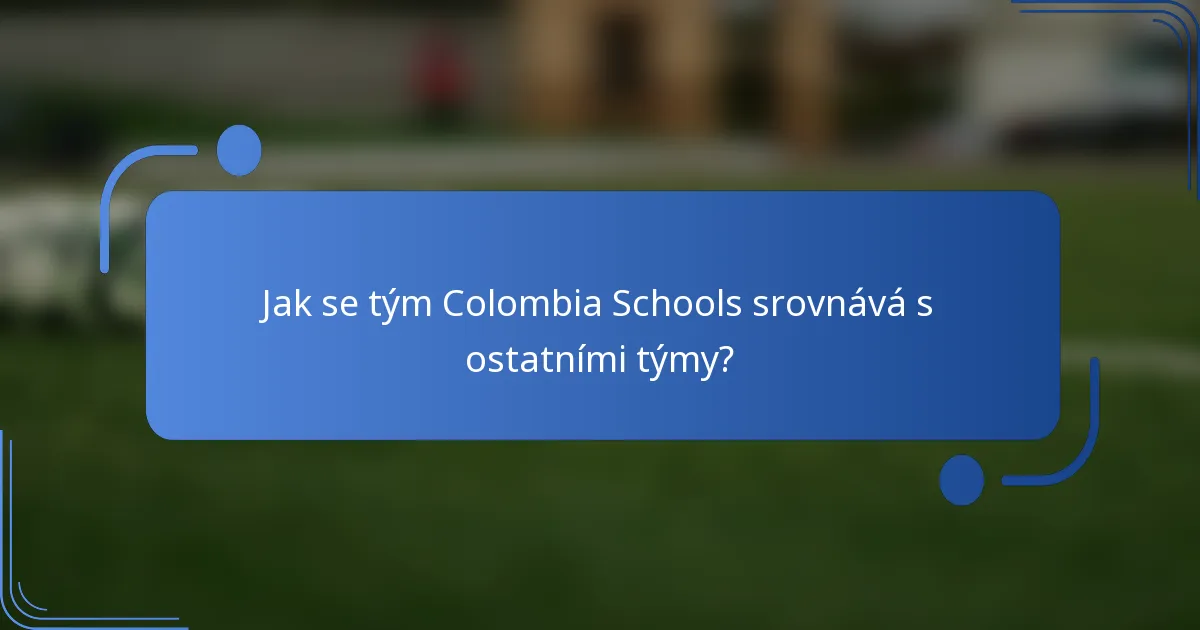 Jak se tým Colombia Schools srovnává s ostatními týmy?