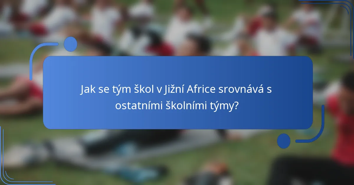 Jak se tým škol v Jižní Africe srovnává s ostatními školními týmy?