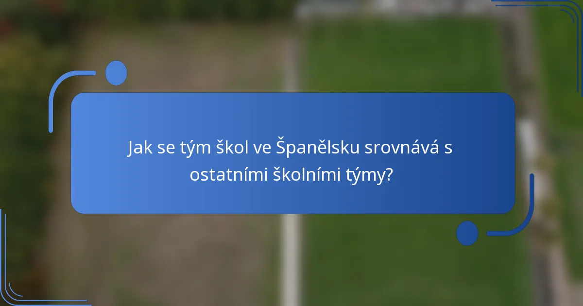 Jak se tým škol ve Španělsku srovnává s ostatními školními týmy?