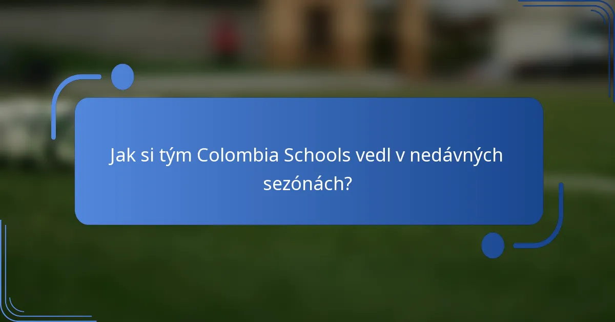 Jak si tým Colombia Schools vedl v nedávných sezónách?