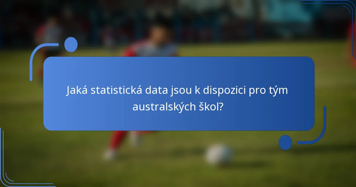 Jaká statistická data jsou k dispozici pro tým australských škol?