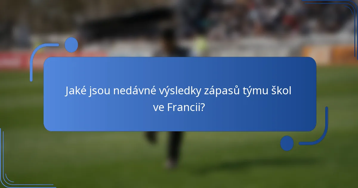 Jaké jsou nedávné výsledky zápasů týmu škol ve Francii?
