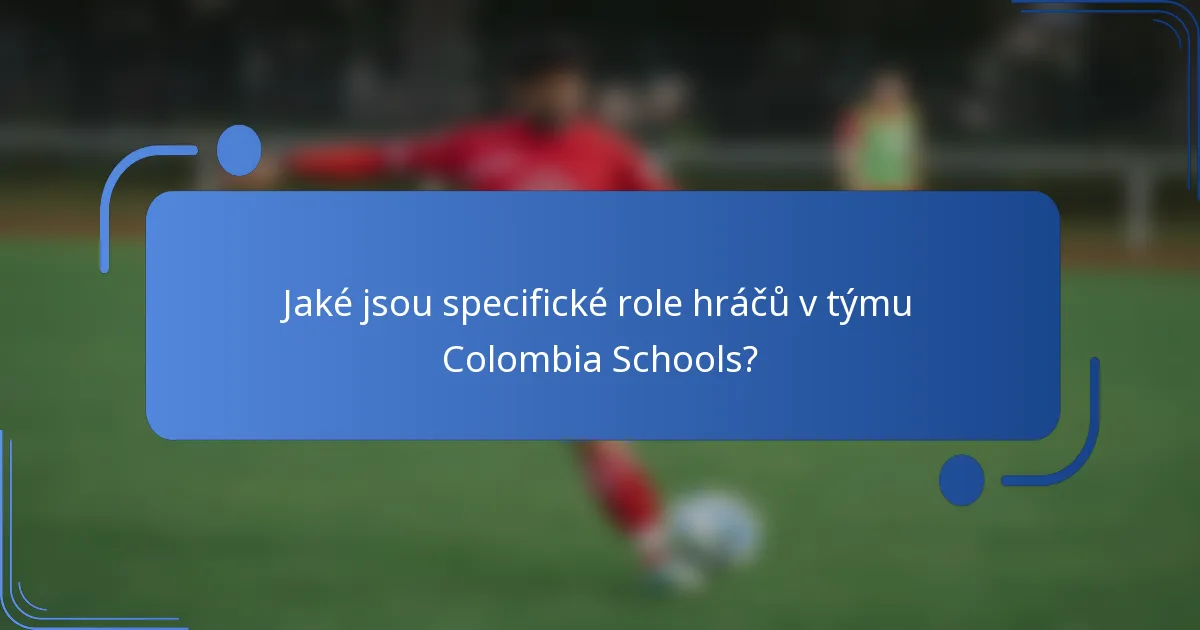 Jaké jsou specifické role hráčů v týmu Colombia Schools?