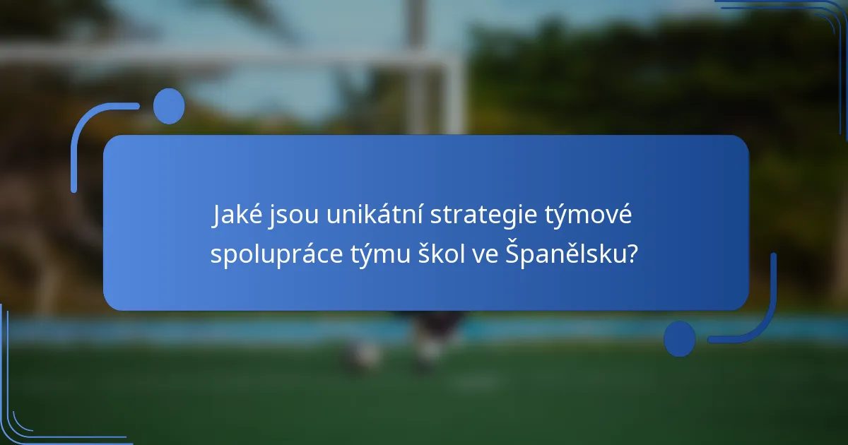 Jaké jsou unikátní strategie týmové spolupráce týmu škol ve Španělsku?