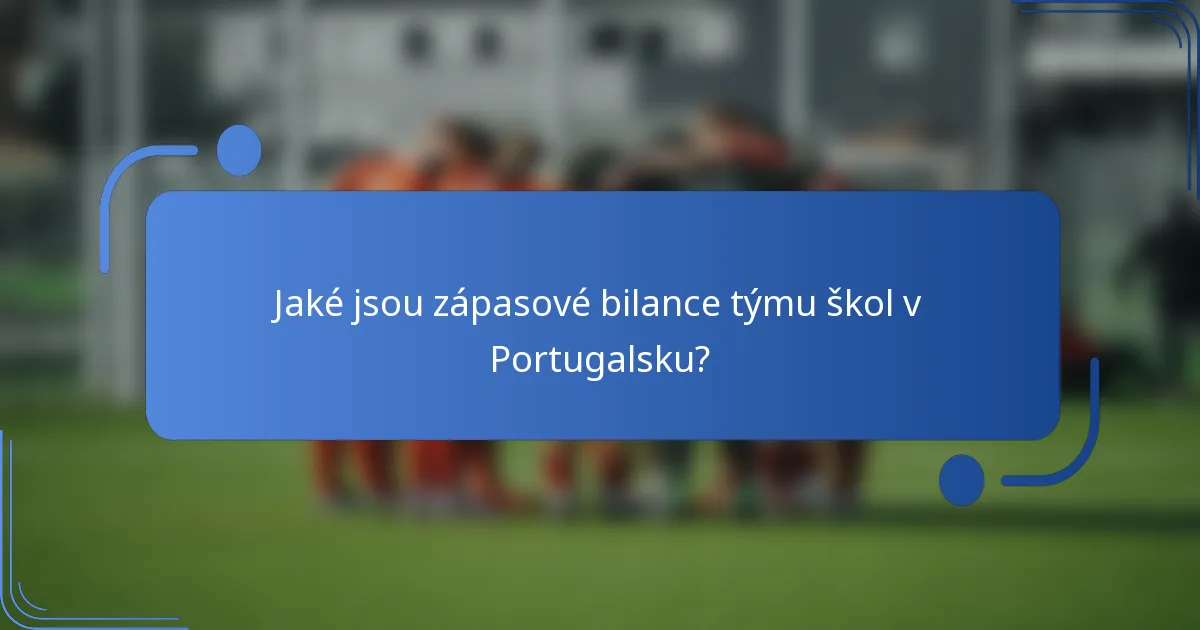 Jaké jsou zápasové bilance týmu škol v Portugalsku?