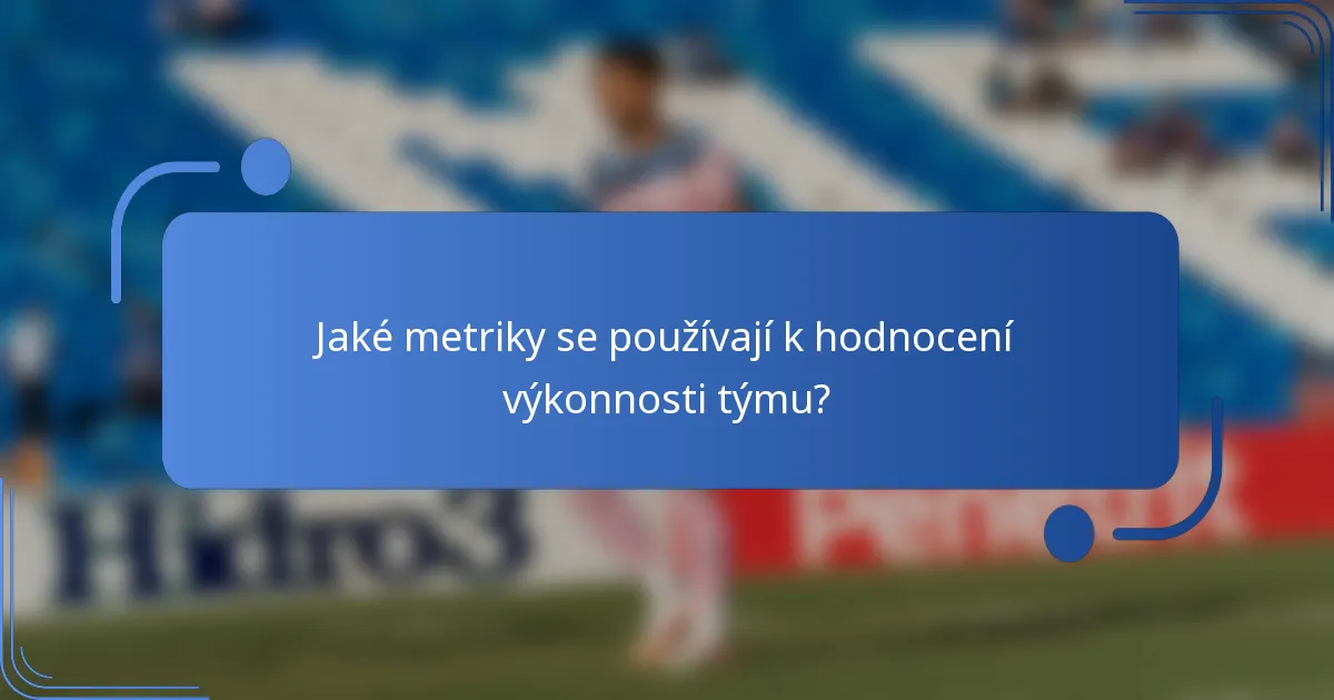 Jaké metriky se používají k hodnocení výkonnosti týmu?