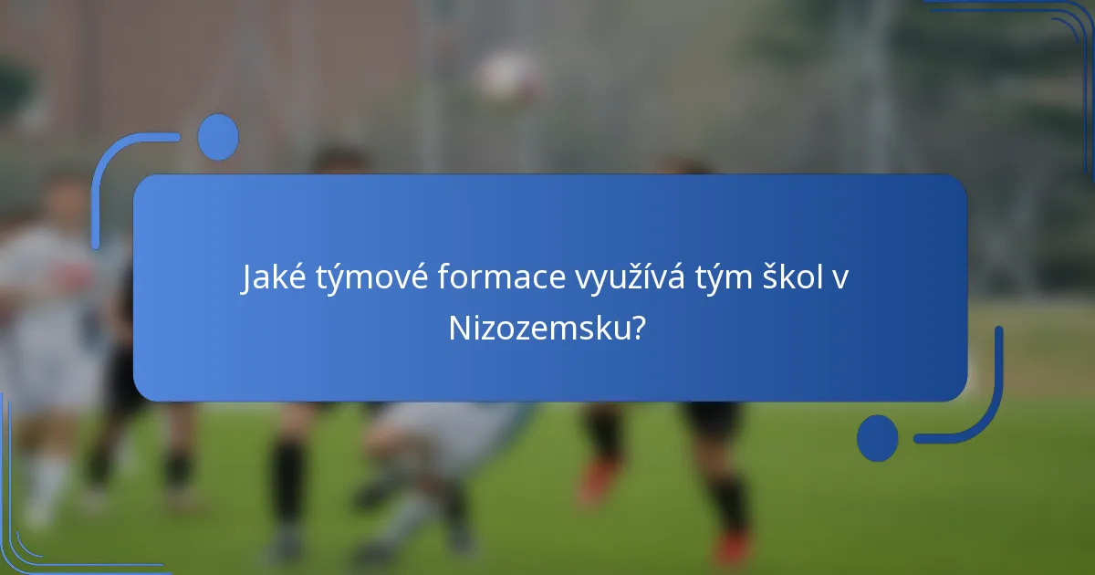 Jaké týmové formace využívá tým škol v Nizozemsku?